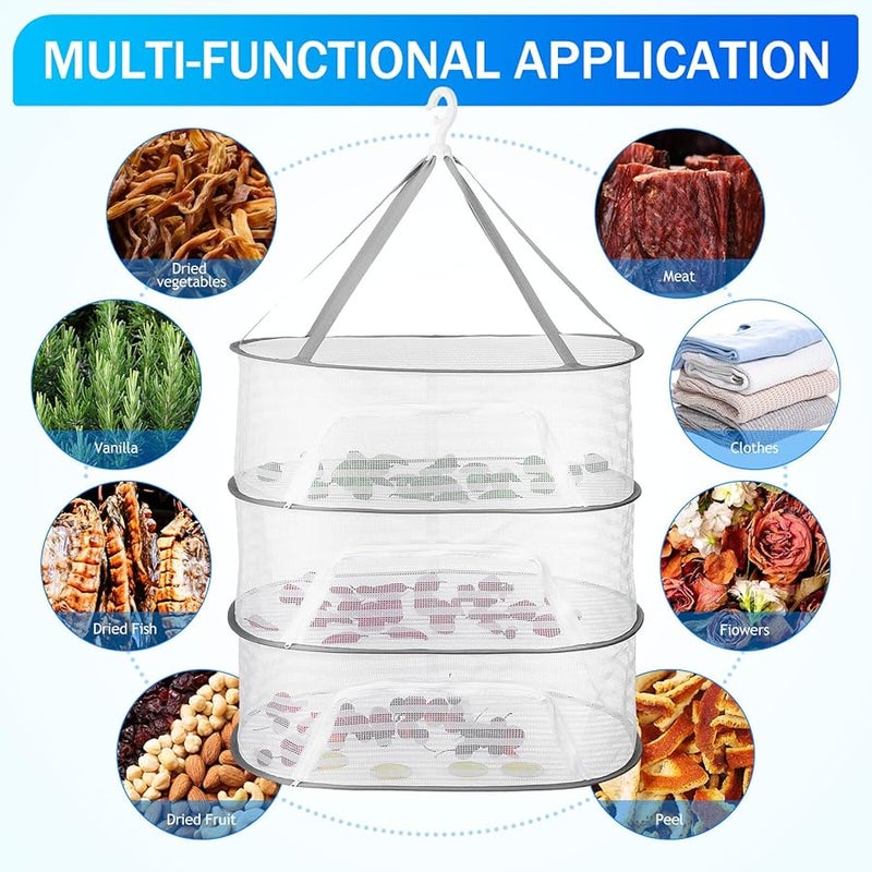 Windproof Mesh Hanging Laundry Basket Drying Rack for Indoor Outdoor Space Saving Storage - Image 5