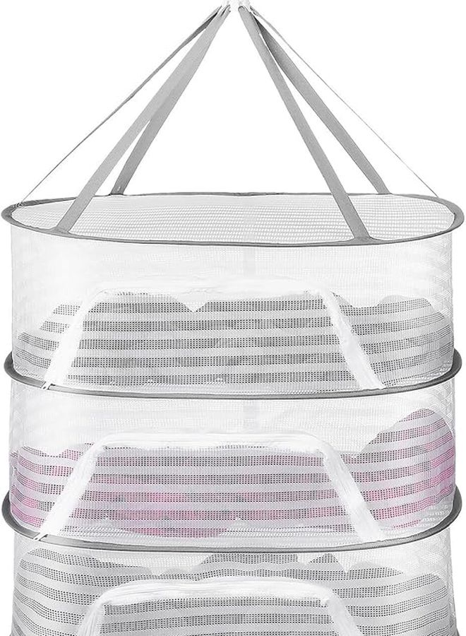 Windproof Mesh Hanging Laundry Basket Drying Rack for Indoor Outdoor Space Saving Storage - Image 2