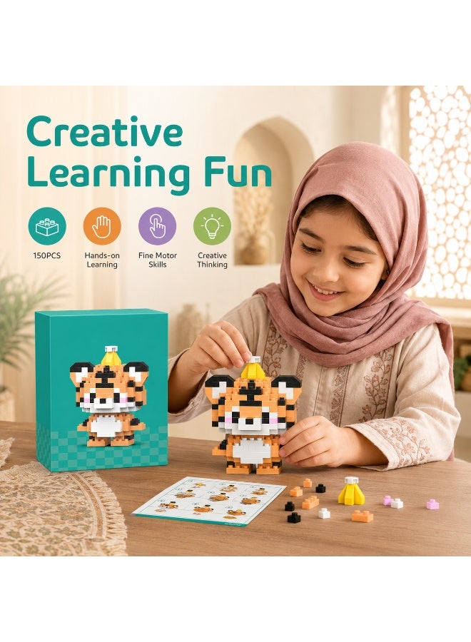 1 Set 150 Pcs Crown Tiger Shaped Micro Building Blocks, DIY Educational Assembly Toy With Fixed Dimensions, For Hands-on Ability Training Of Children Aged 6 And Above - Image 2