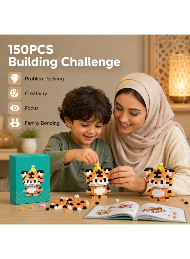 1 Set 150 Pcs Crown Tiger Shaped Micro Building Blocks, DIY Educational Assembly Toy With Fixed Dimensions, For Hands-on Ability Training Of Children Aged 6 And Above - Image 4