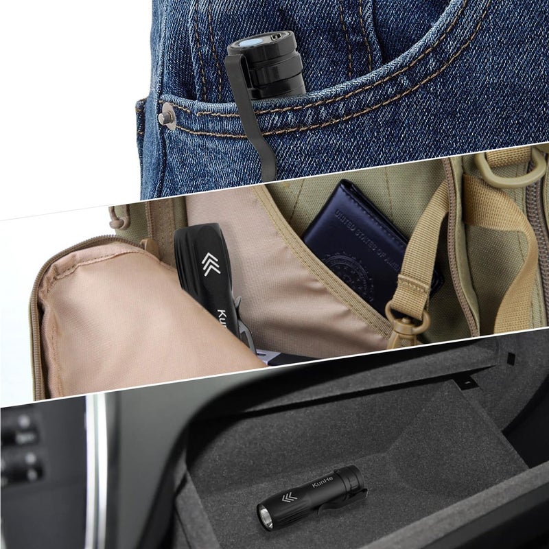 KunHe Small Rechargeable Flashlights, Mini LED Pocket Flashlight Battery Operated, Bulk Flash Light Clip for Home, EDC, Stocking Stuffers for Men Adults, 5 Pack - Image 4