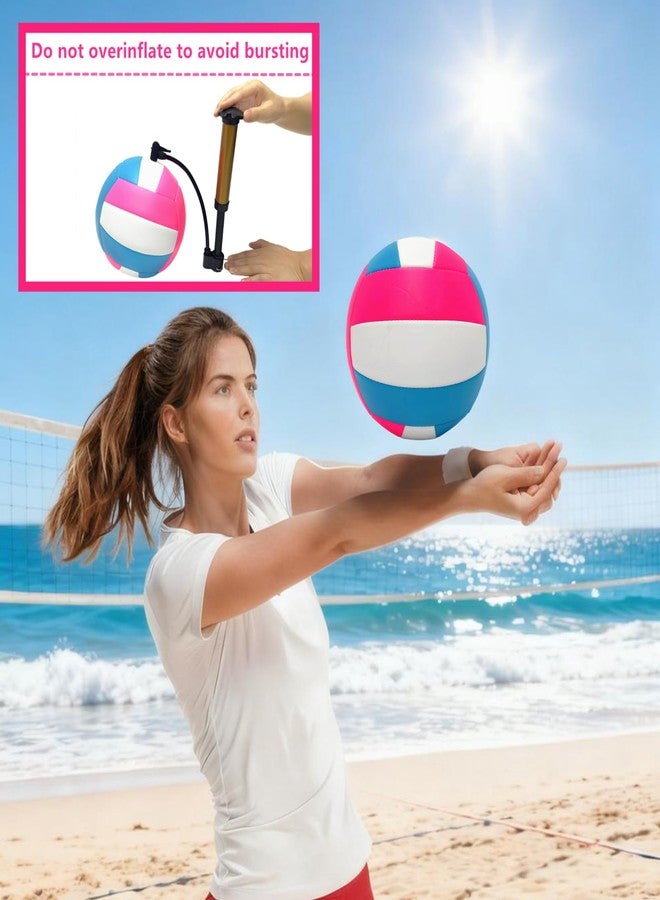 UNISHOW 6 Pack Official Size 5 Volleyball Balls, Waterproof Soft Bulk Recreational Volley Balls with Pump and Net Bag for Beach Pool Sand Training for Beginner, Pink - Image 3