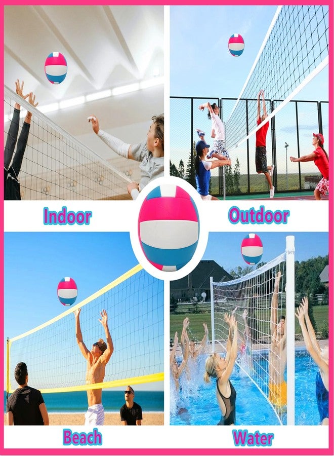 UNISHOW 6 Pack Official Size 5 Volleyball Balls, Waterproof Soft Bulk Recreational Volley Balls with Pump and Net Bag for Beach Pool Sand Training for Beginner, Pink - Image 5