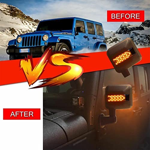 KMFCDAE LED Side Mirror with Amber Sequential Turn Signal Lights and White Daytime Running Lights Fit for Jeep Wrangler JK JKU 2007-2018 (1 Pair) - Image 4
