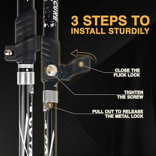 Covacure Hiking Poles Collapsible Trekking Poles - Aluminum Alloy 7075 Walking Sticks with Telescopic & Foldable Tri-fold Design Hiking Gear for Women Men, Camping, Climbing - Image 4