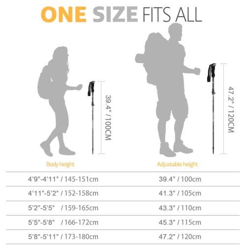 Covacure Hiking Poles Collapsible Trekking Poles - Aluminum Alloy 7075 Walking Sticks with Telescopic & Foldable Tri-fold Design Hiking Gear for Women Men, Camping, Climbing - Image 5