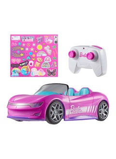Hot Wheels Barbie RC Toy Car, Remote-Control Pink Convertible, Can Hold 2 Barbie Fashion Dolls And Trunk Opens For Storage, Sticker Sheet For Customizing  - Image 1