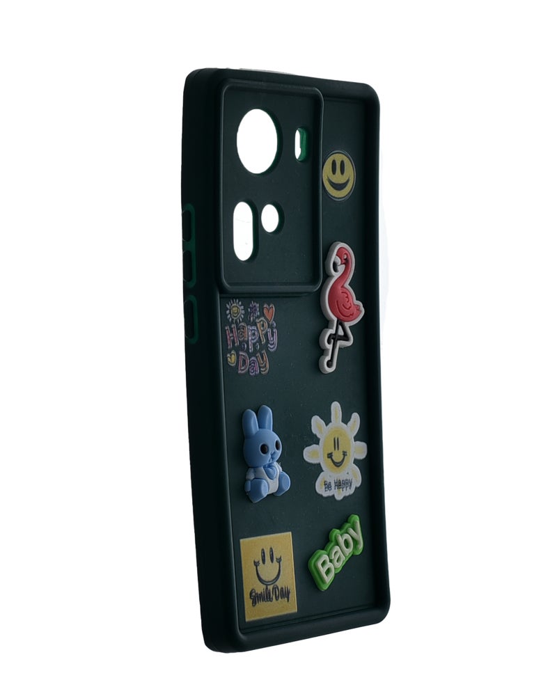 Silicone Phone Case With Cute Design for Oppo Reno 11 - Dark Green - Image 2