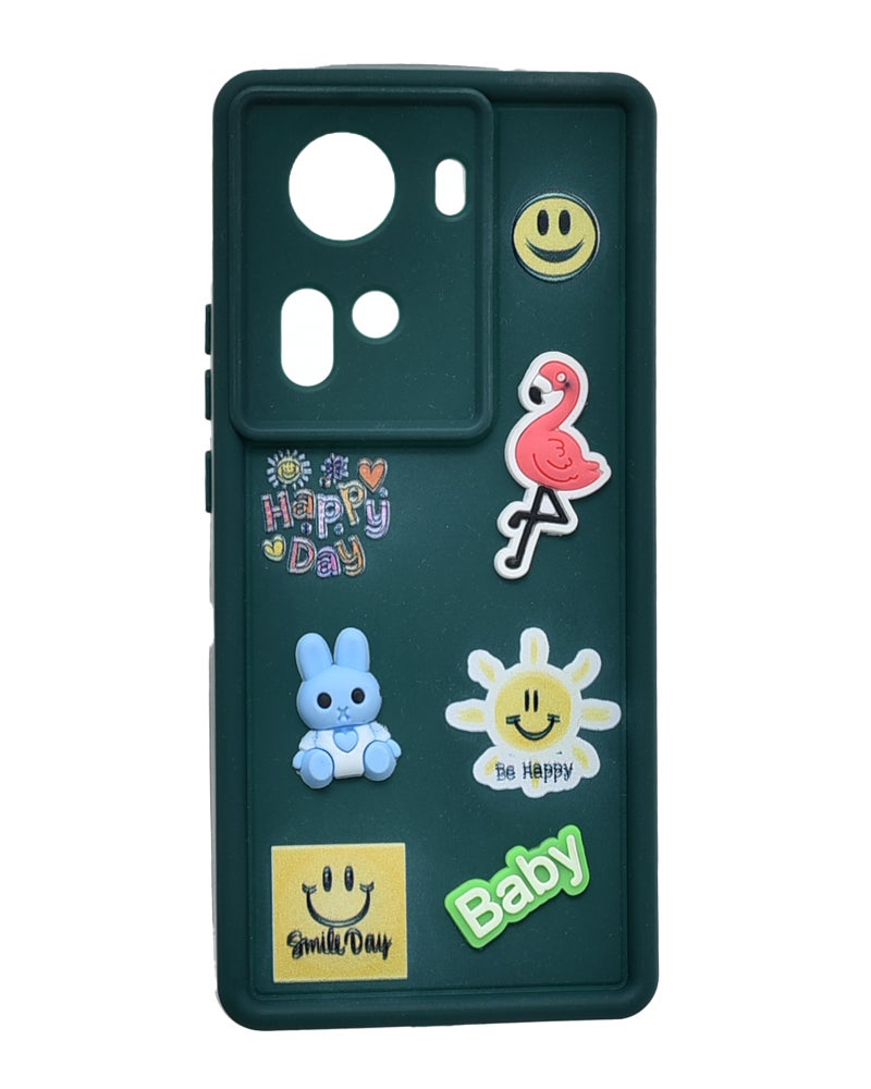 Silicone Phone Case With Cute Design for Oppo Reno 11 - Dark Green - Image 1