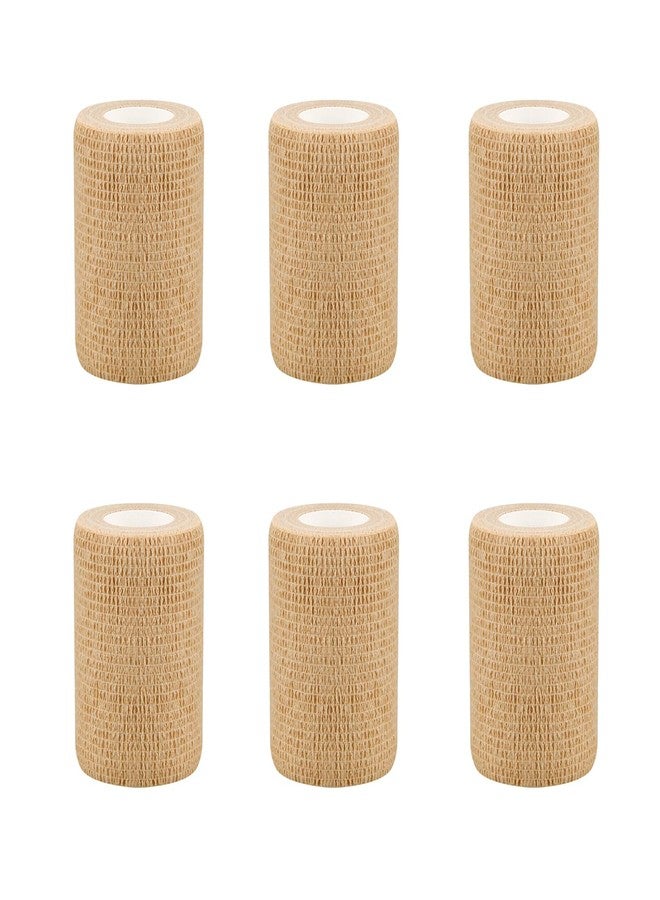 Ruby Q 3" Self Adhesive Bandage Wraps, 6pcs Vet Wraps, Skin Color, 5 Yard Self Adherent Wraps for Sports, Wrist, Ankle and Swelling - Image 1