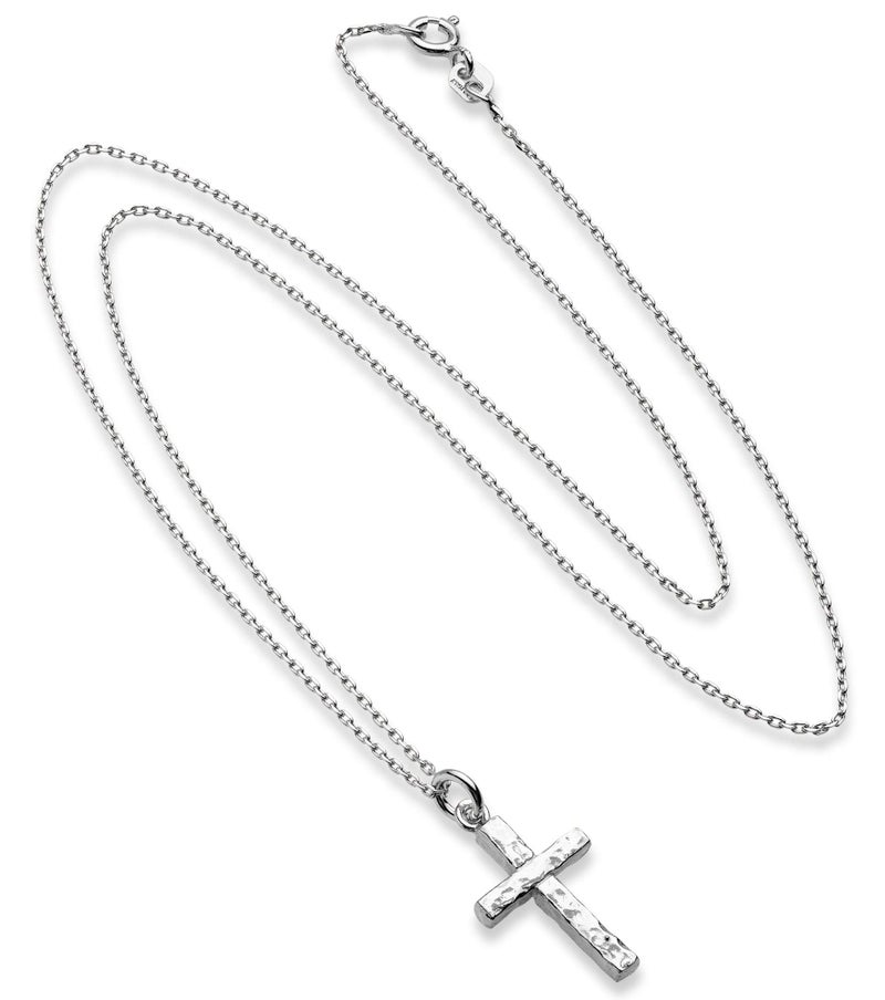 Miabella 925 Sterling Silver or 18Kt Yellow Gold Plated 925 Sterling Silver Italian Hammered Cross Pendant Chain Necklace 18 Inch Made in Italy (sterling-silver) - Image 3