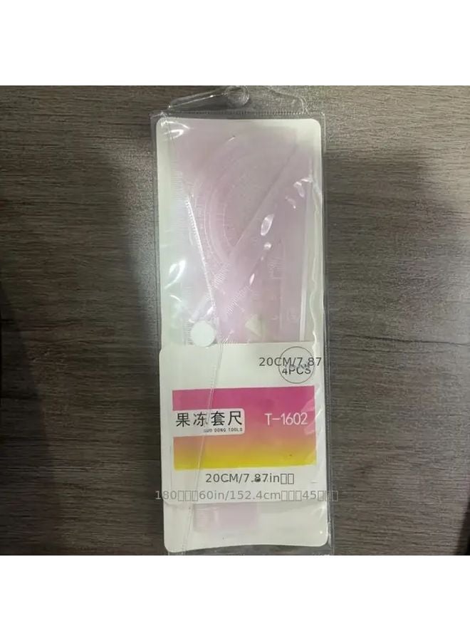 Pink 4 Piece Soft Case Ruler And Measuring Tape Set Portable Pocket Sized - Image 2