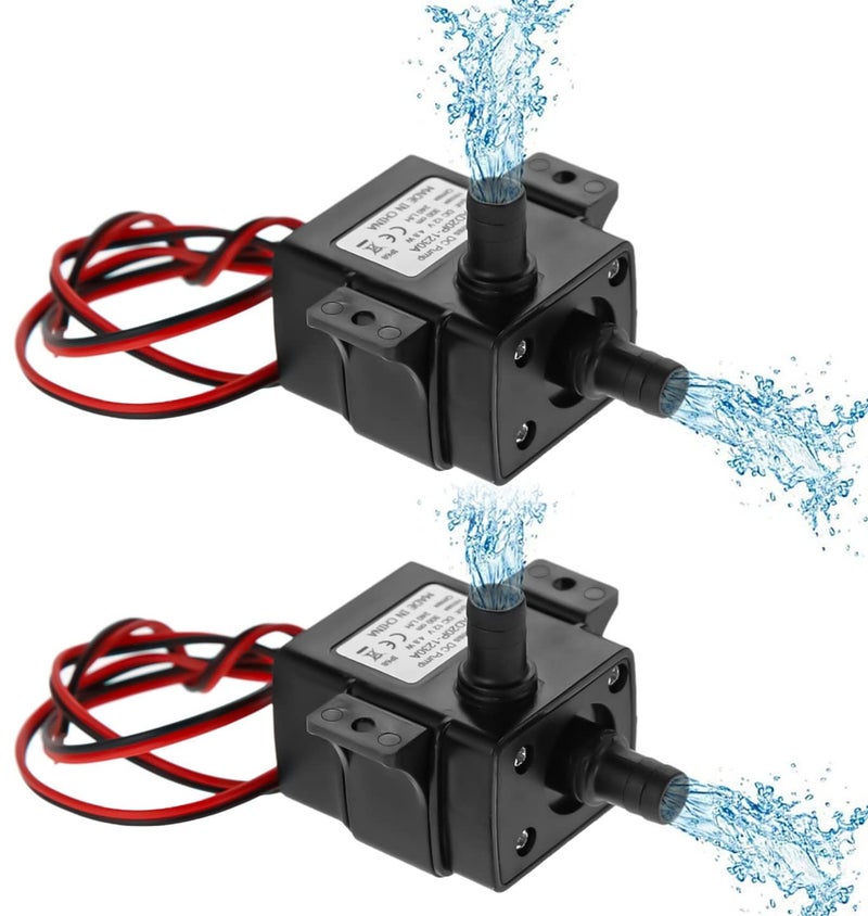 Aideepen 12V DC Water Pump, Aideepen 3M 12v water pump 63 GPH submersible Brushless Motor 240L/ H Water Pump for Aquariums, Fish Tank, Pond, Fountains(2-PACK) - Image 1
