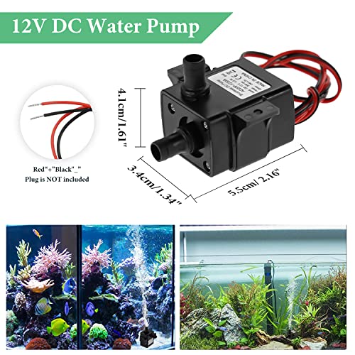 Aideepen 12V DC Water Pump, Aideepen 3M 12v water pump 63 GPH submersible Brushless Motor 240L/ H Water Pump for Aquariums, Fish Tank, Pond, Fountains(2-PACK) - Image 4