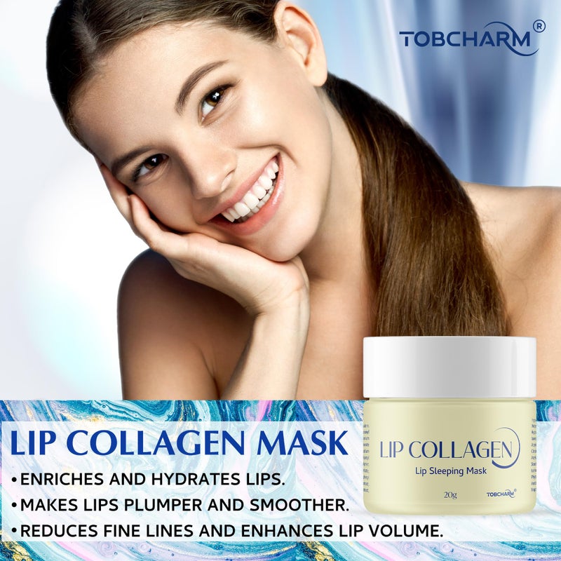 Tobcharm Lip Sleeping Mask (20g), Collagen Lip Mask Overnight, Lip Plumper with Hyaluronic Acid, Peptide Complex Lip Balm for Lip Wrinkle Repair and Plumping, Natural Hydration for Smooth Lips - Image 2