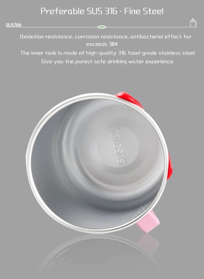 1pc 3D Cartoon Character Kids Drink Water Cup Stainless Steel Hot & Cold Stainless Steel Inner Mug with Plastic Outer Cover 280ml (Aurora) - Image 2