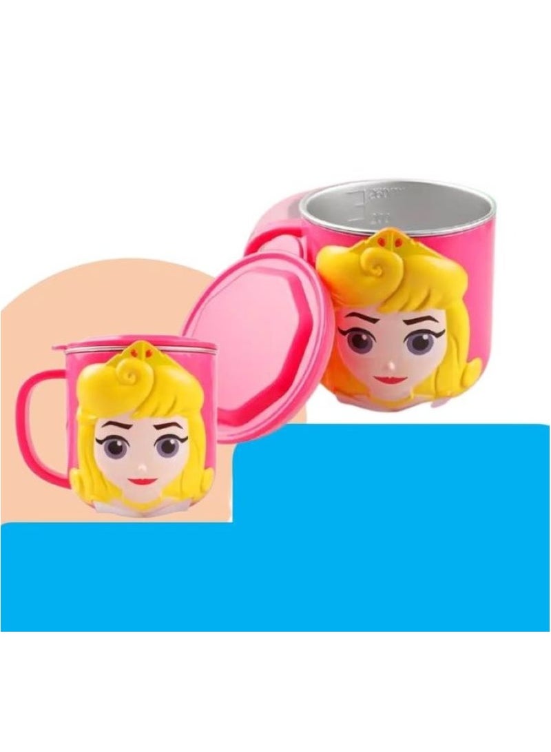 1pc 3D Cartoon Character Kids Drink Water Cup Stainless Steel Hot & Cold Stainless Steel Inner Mug with Plastic Outer Cover 280ml (Aurora) - Image 3