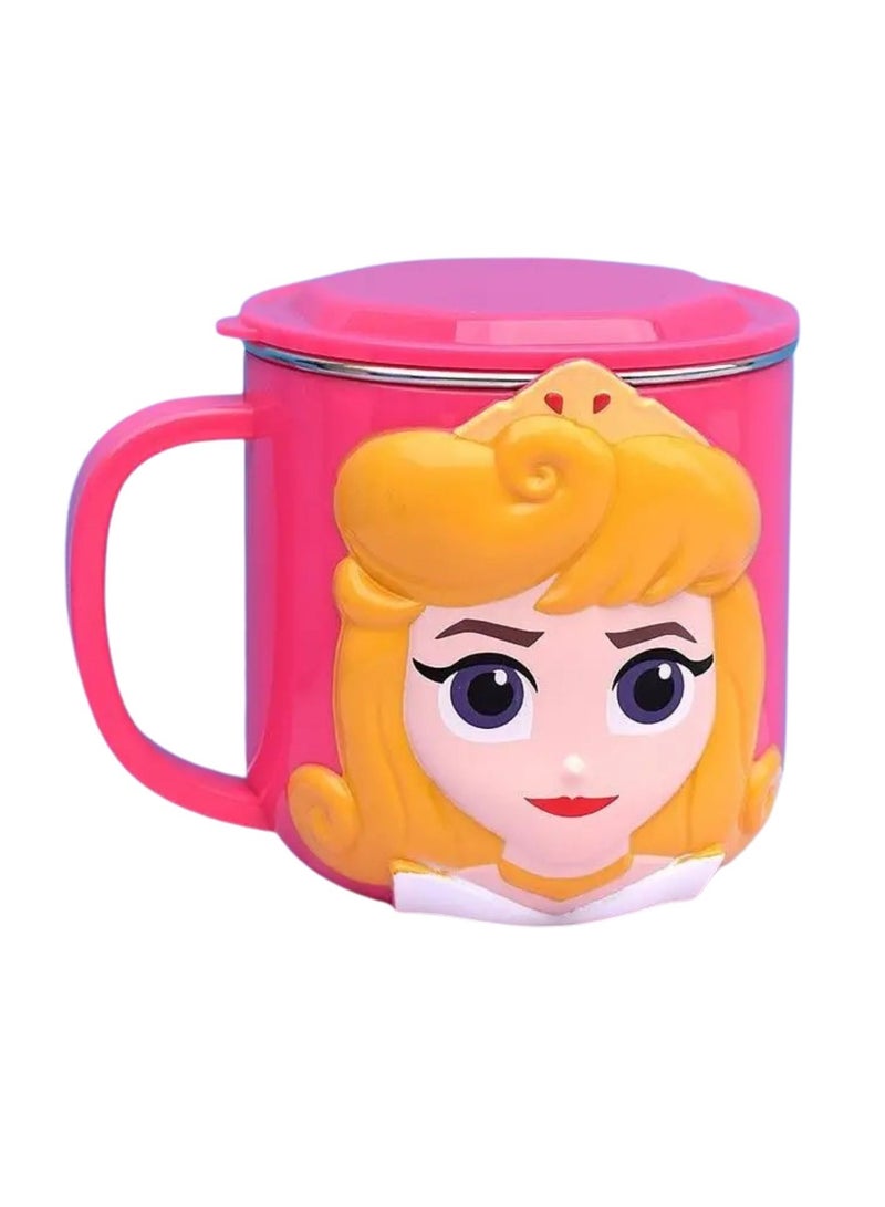 1pc 3D Cartoon Character Kids Drink Water Cup Stainless Steel Hot & Cold Stainless Steel Inner Mug with Plastic Outer Cover 280ml (Aurora) - Image 1