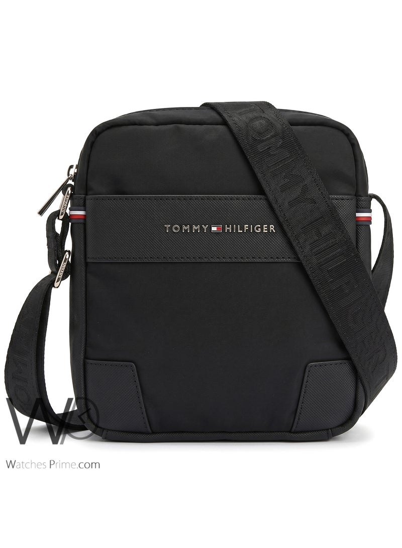 Tommy Icons Tommy Hilfiger Men's Black Nylon Crossbody Reporter Bag - Image 1