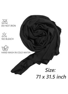 Xtrend XTREND 1 Piece Stretch Head Wrap Jersey Turban Urban Hairband Scarf Fashion Headband Solid Color Breathable Ultra Soft Extra Long Head Band Tie for Women (Black)  - Image 3