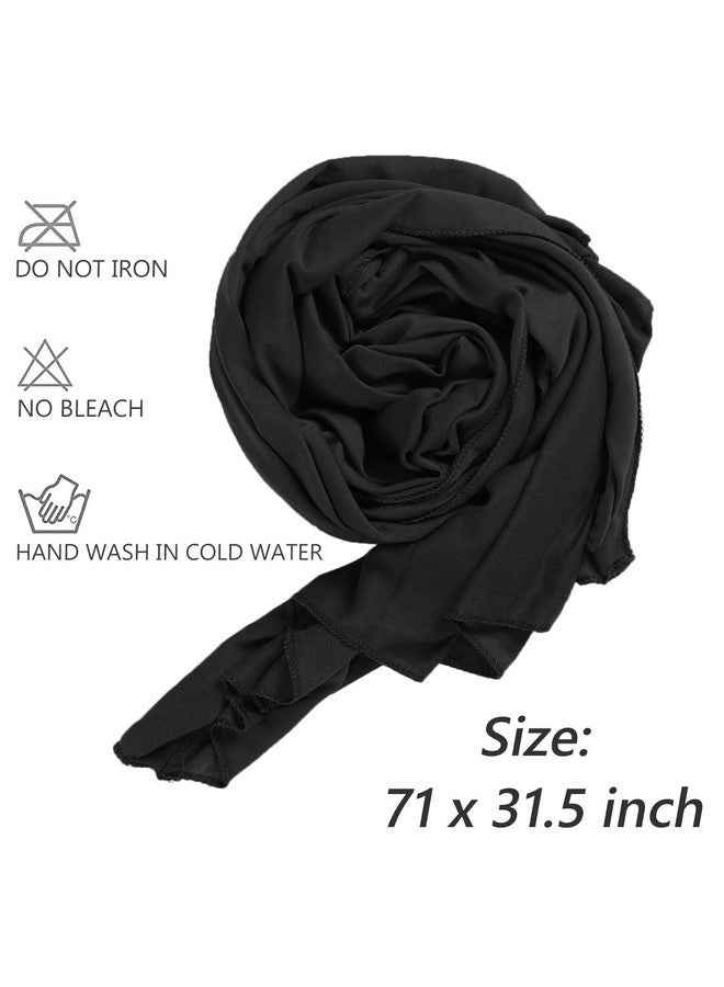 Xtrend XTREND 1 Piece Stretch Head Wrap Jersey Turban Urban Hairband Scarf Fashion Headband Solid Color Breathable Ultra Soft Extra Long Head Band Tie for Women (Black) - Image 3