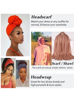 Xtrend XTREND 1 Piece Stretch Head Wrap Jersey Turban Urban Hairband Scarf Fashion Headband Solid Color Breathable Ultra Soft Extra Long Head Band Tie for Women (Black)  - Image 5