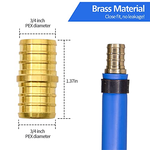 Ruby Q 25 Pack 3/4" PEX Fittings, PEX Brass Straight Coupling Fittings, for PEX Tubing Pipe - Image 3