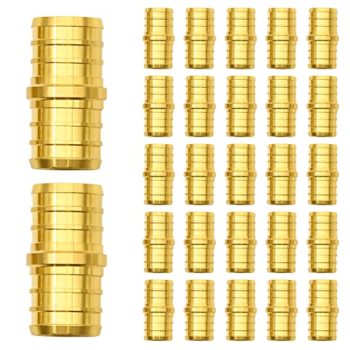 Ruby Q 25 Pack 3/4" PEX Fittings, PEX Brass Straight Coupling Fittings, for PEX Tubing Pipe - Image 1