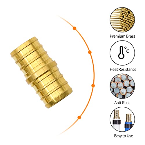 Ruby Q 25 Pack 3/4" PEX Fittings, PEX Brass Straight Coupling Fittings, for PEX Tubing Pipe - Image 2