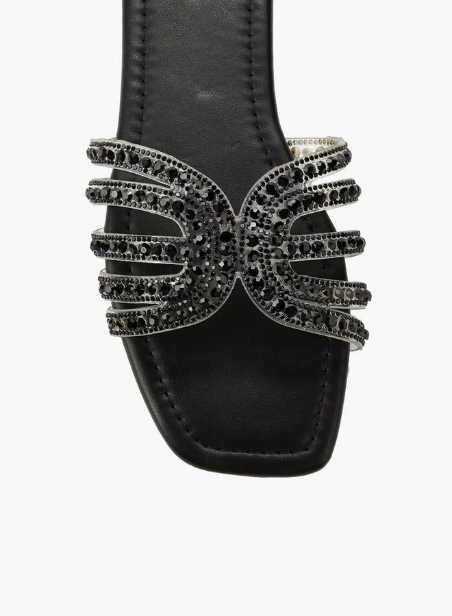 Flora Bella By Shoexpress BLACK Flora Bella Women Slip-On Sandals for Women | Best Price UAE