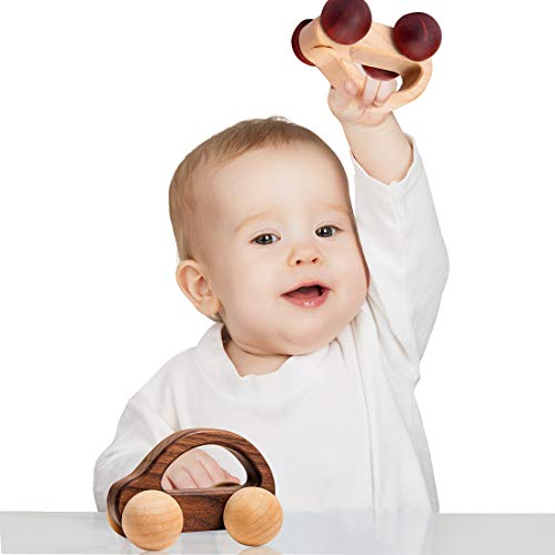 let's make Organic Baby Push Car Wooden Toys 2pc Wood Car and Fine Movement Development and Infant Grasping Montessori Toys - Image 5