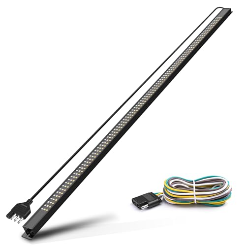 MICTUNING 60 inch Aluminum Frame Triple Tailgate Light Bar 1200 LED Waterproof with 4-Way Flat Connector - Full Function Amber Sequential Turn Signal, Red Brake Running, White Reverse Light - Image 1