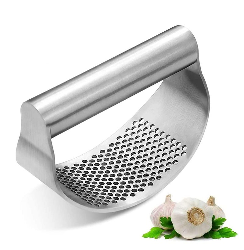 TASKHOUSE Garlic Press Squeezer Stainless Steel Rocker Crusher & Chopper for Garlic & Ginger with Ergonomic Handle (Pack of 1) - Image 1