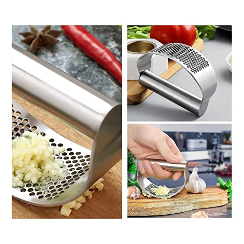 TASKHOUSE Garlic Press Squeezer Stainless Steel Rocker Crusher & Chopper for Garlic & Ginger with Ergonomic Handle (Pack of 1) - Image 3
