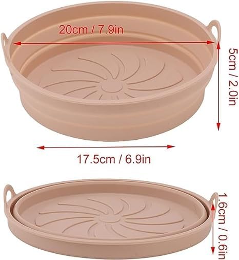 DANSR DANSR 1 Air Fryer Foldable I Nonstick Washable Reusable Silicone Air Fryer Basket Baking Tray Washable Air Fryer Silicone Pot with Ear Handles Cooking Oven Insert Accessories PINK  - Image 2