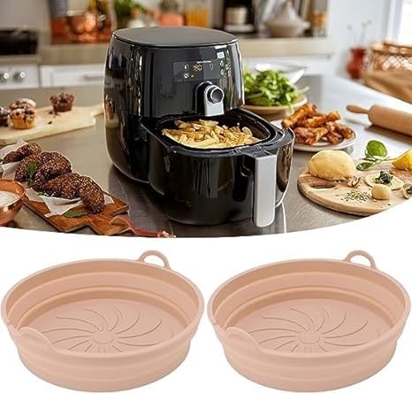 DANSR DANSR 1 Air Fryer Foldable I Nonstick Washable Reusable Silicone Air Fryer Basket Baking Tray Washable Air Fryer Silicone Pot with Ear Handles Cooking Oven Insert Accessories PINK  - Image 4