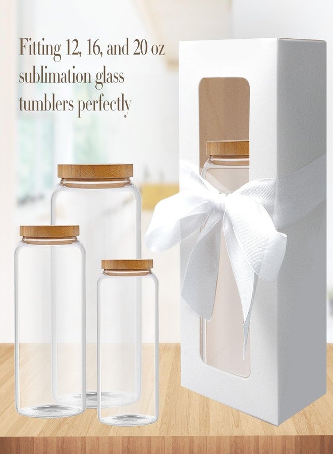 SENONAPO 32 Pcs Gift Boxes with Ribbon 12oz 16oz 20oz for Transparent Gift Box for Sublimation Glass Exhibition Boxes Drinking Glasses Jars Blanks Tumbler Sublimation Tumblers Gift Box (White) - Image 3