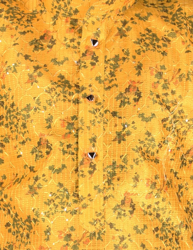 Pro-Ethic Style Developer Boy's Silk Kurta & Pant|Embellished Design|Kids Ethnic Wear (S-172) 4-5 Years,Yellow - Image 5