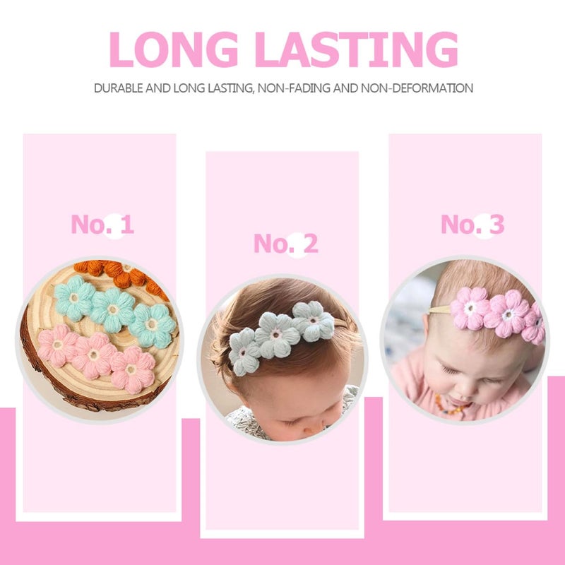 Soft Stretchy Floral Headbands For Newborns And Infants 4pcs Elastic Knit Lightweight Hair Accessories - Image 4