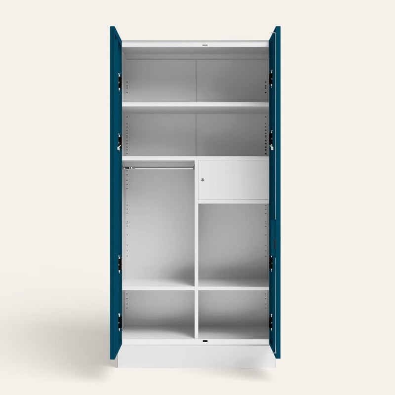 GODREJ INTERIO GODREJ INTERIO Almirah Slimline XL 2 Door Steel Almirah Cupboard for Clothes Semigloss Turkish Tile and Matte Alpine White 1 Year Warranty Locker 4 Shelves  - Image 3