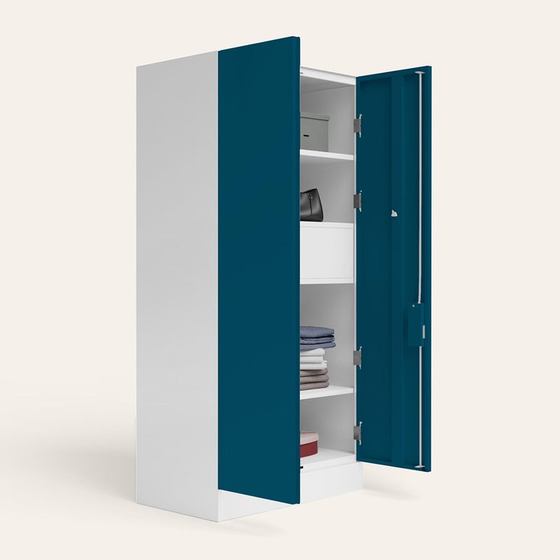 GODREJ INTERIO GODREJ INTERIO Almirah Slimline XL 2 Door Steel Almirah Cupboard for Clothes Semigloss Turkish Tile and Matte Alpine White 1 Year Warranty Locker 4 Shelves  - Image 5