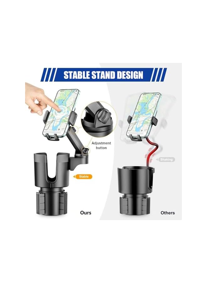 Green Tiger 2 in 1 Car Cup Holder Phone Mount,Universal Car Phone Stand holder adjustable base,car cup holder expander, 360° rotatable mobile stand for car accessories - Image 2