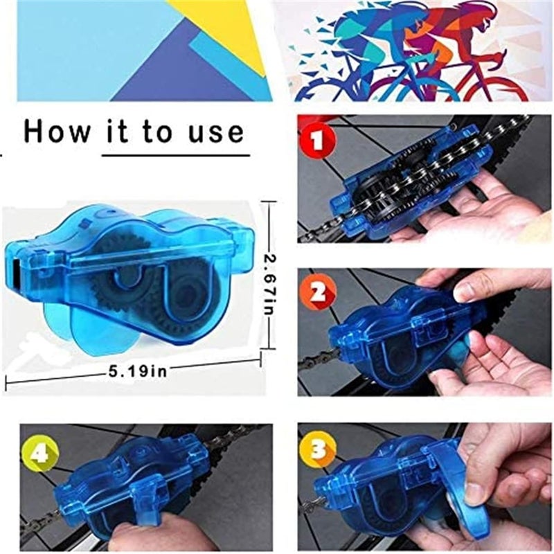 focopot Bike Cleaning Kit (9pcs), Including Chain Cleaner for Cycling,Bicycle Clean Brush Tools for Mountain/MT/Road/BMX Bike - Image 2