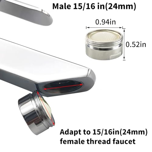 TSBSHum Bathroom Sink Aerator,2.2 GPM Faucet Aerator, Made of Solid Brass and Stainless Steel,15/16 Inch Male Thread Faucet Replacement with Gasket,For Kitchen and Bathroom,6PCS(Silvery) - Image 2