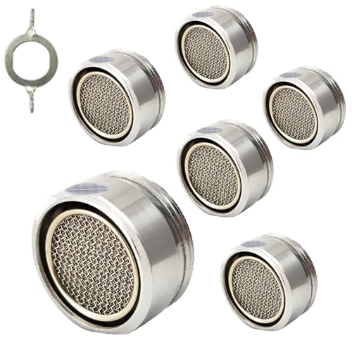 TSBSHum Bathroom Sink Aerator,2.2 GPM Faucet Aerator, Made of Solid Brass and Stainless Steel,15/16 Inch Male Thread Faucet Replacement with Gasket,For Kitchen and Bathroom,6PCS(Silvery) - Image 1