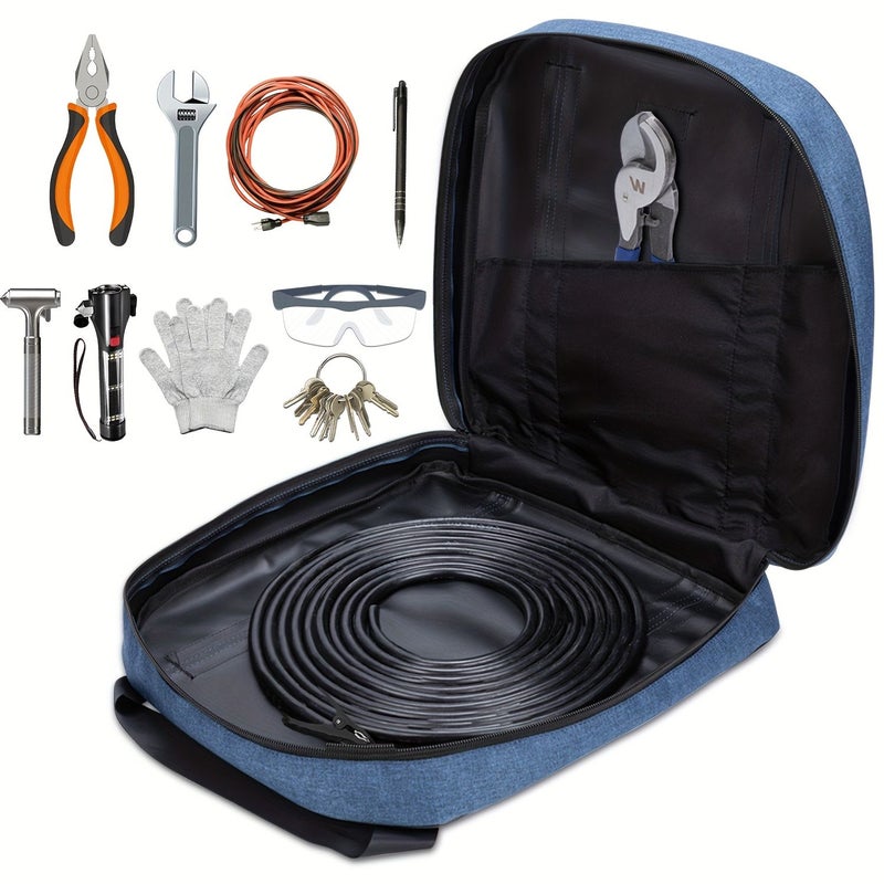 Black Orange 15 Inch Heavy Duty Cable Storage Bag Water Resistant for Jumper and EV Cables - Image 3