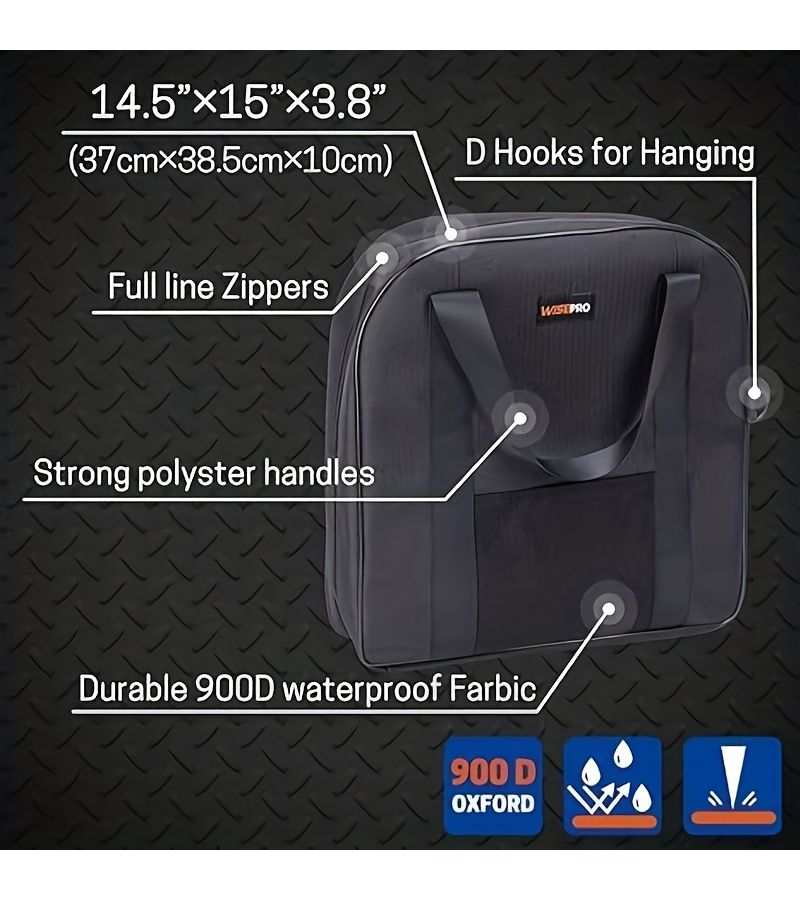 Black Orange 15 Inch Heavy Duty Cable Storage Bag Water Resistant for Jumper and EV Cables - Image 4