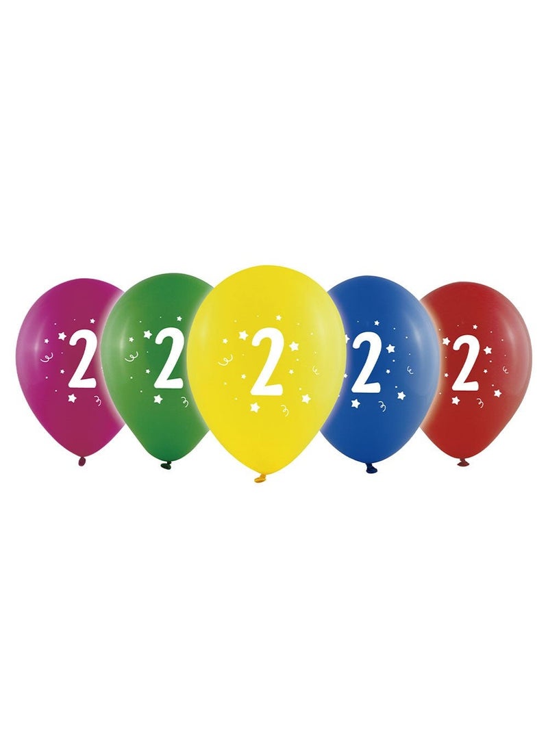 بالون كينغ بالونات لاتكس لعيد ميلاد سنتين، متعددة الألوان، 30 سم، عبوة من 10 بالونات - Image 1