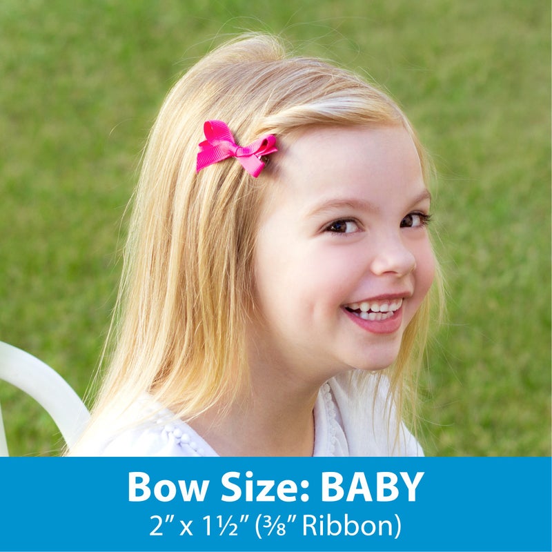 Wee Ones Baby Classic Grosgrain Hair Bow on a WeeStay Clip w/Plain Wrap - Navy,One Size - Image 2