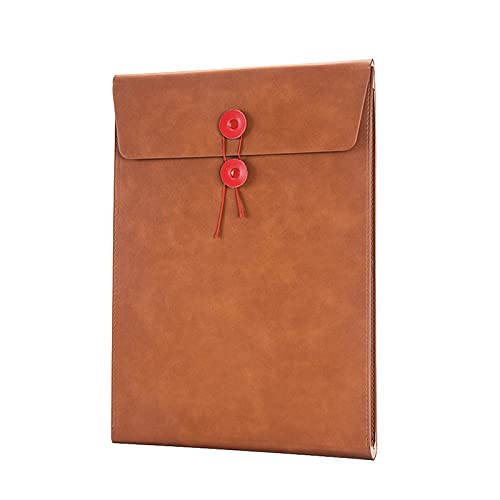 Enyuwlcm PU Leather A4 File Folder Document Holder Filing Envelope Project File Portfolio with String Tie Closure 3/4 Inch Expansion Brown - Image 1
